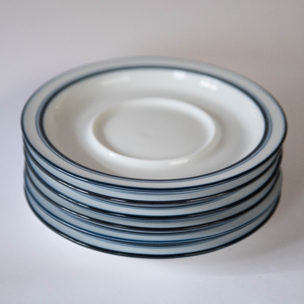 Set of 6 Dansk Bistro Blue Rim Christianshavn 7" Coffee Tea Saucer Plates